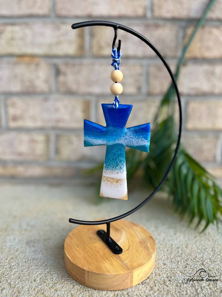 Beach Cross Ornament for wholesale by NMinnick Designs