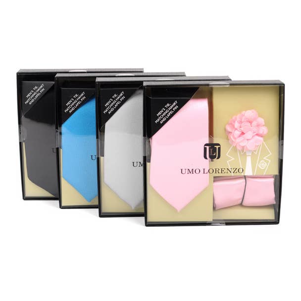 Selini New York - Wholesale Necktie - Men's - 12pc Pattern Tie,  Hanky and  Pin Box Set-THLB3000-SS
3