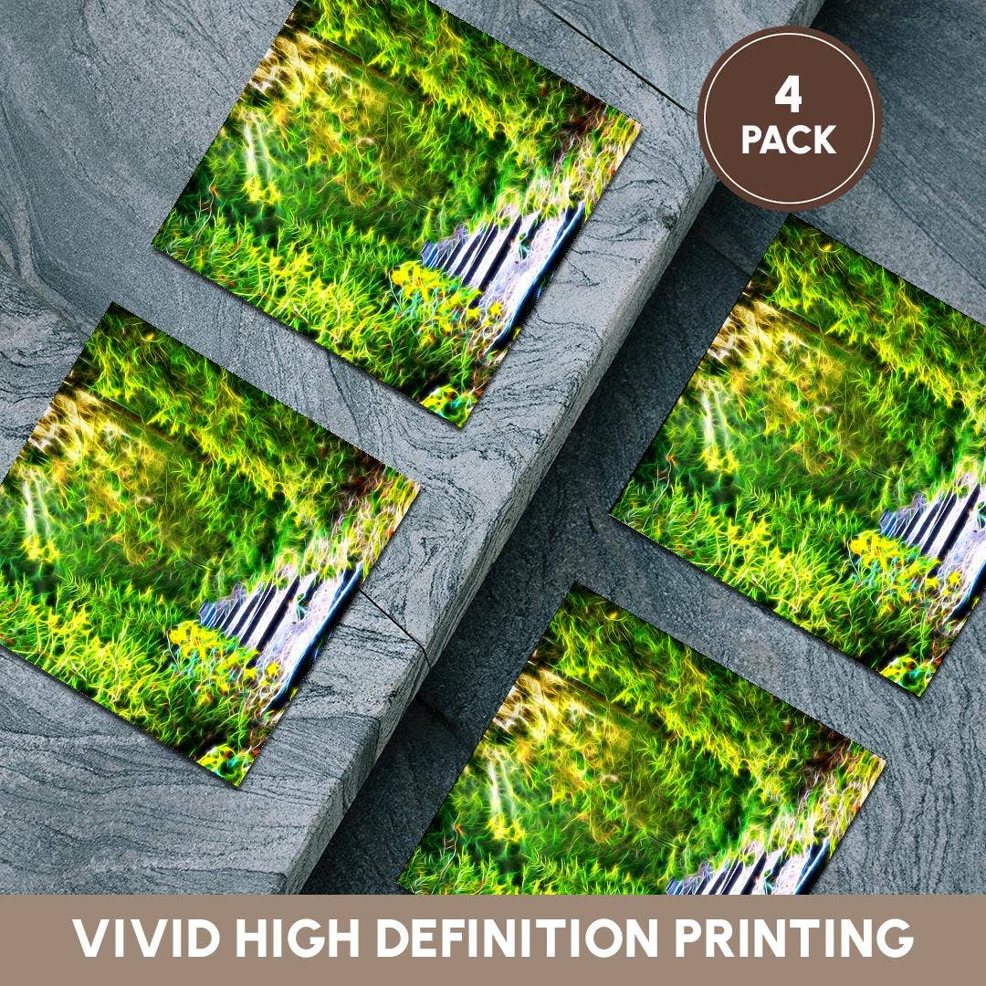 3dRose - Vente Sous-verre - 3dRose, Image de peinture infusée de lumière d'un chemin bordé de pins luxuriants, Sous-verre5