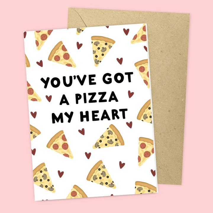 Pizza my Heart, Valentines Card for wholesale by Lazy Sunday Collective