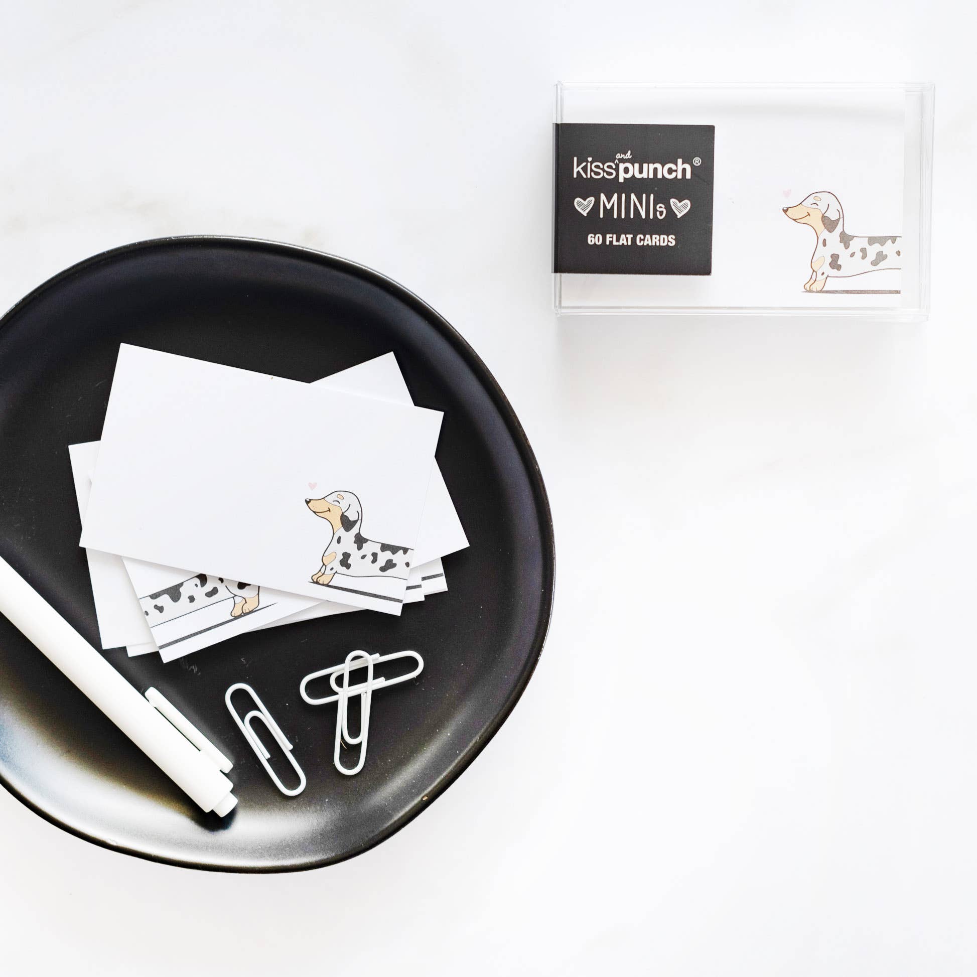 Kiss and Punch - Wholesale Stationery/Notecard Set - Mini Notecard Set of 60 - Wiener Dog2