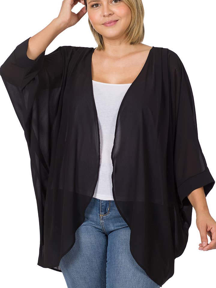 Cárdigan kimono de chifón de talla grande .SI-21847 para venta al por mayor de 42POPS
