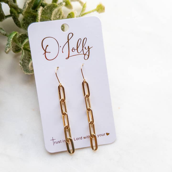 18k Gold Plated Chain Earrings Style 2 for wholesale by O’Lolly Jewelry