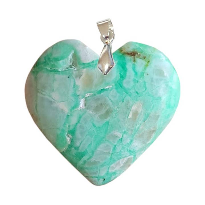 2.5 to 3.5 cm Heart Green Moonstone Pendants for wholesale by Artisans de Madagascar