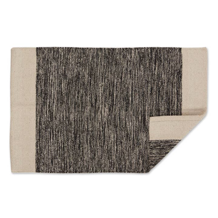 Welcome Home Unbeatable Deals - Vente Tapis - Tapis tissé à la main à bordures panachées noires 2 x 3 pi1