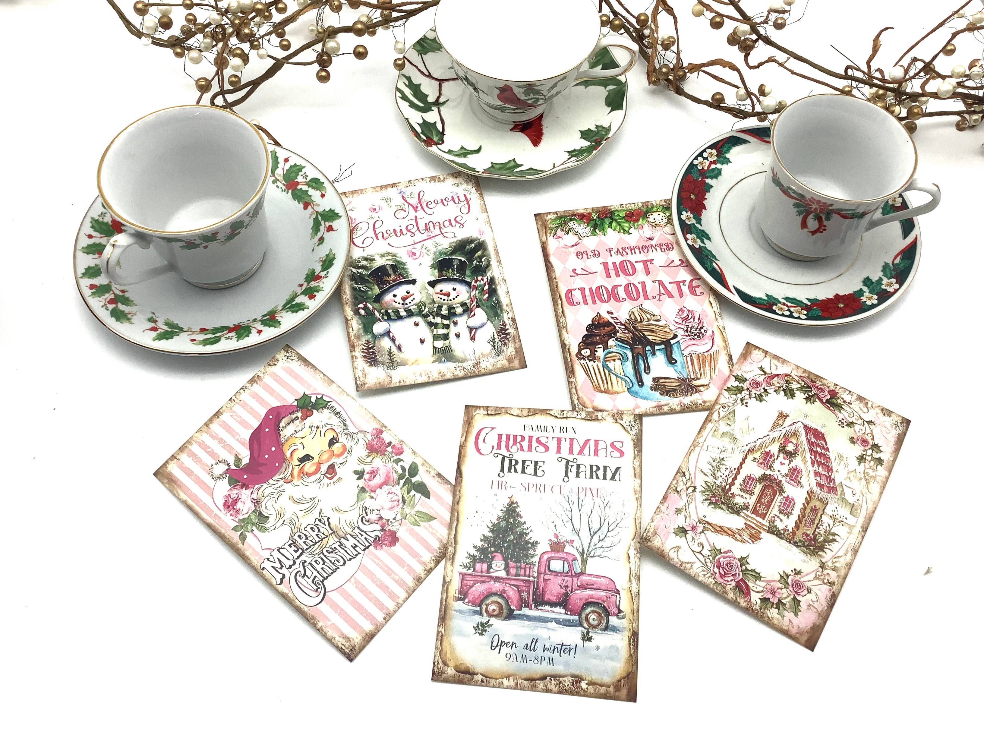 All Little Cute Things - Vente Sachets de thé - Carte postale vintage de Noël avec sachet de thé de fête0