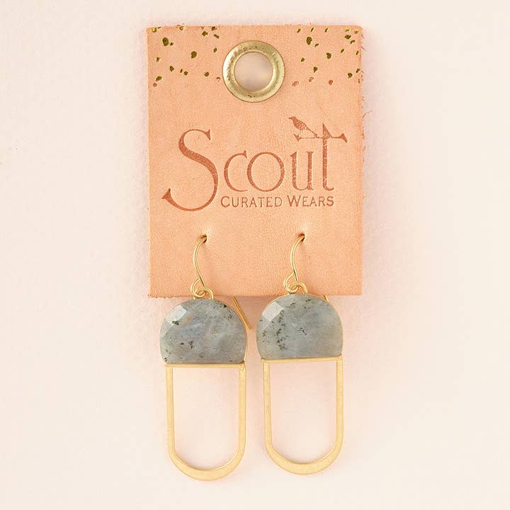 Scout Curated Wears - Wholesale Dangle Earrings - Modern Stone Chandelier Earring - Amazonite/Gold2