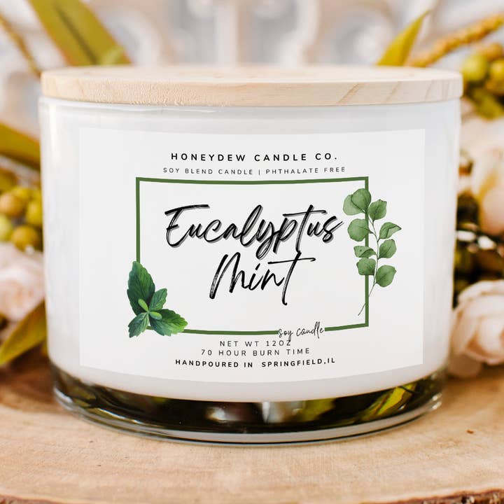 3 Wick Candle Eucalyptus Mint for wholesale by Honeydew Candle Co.