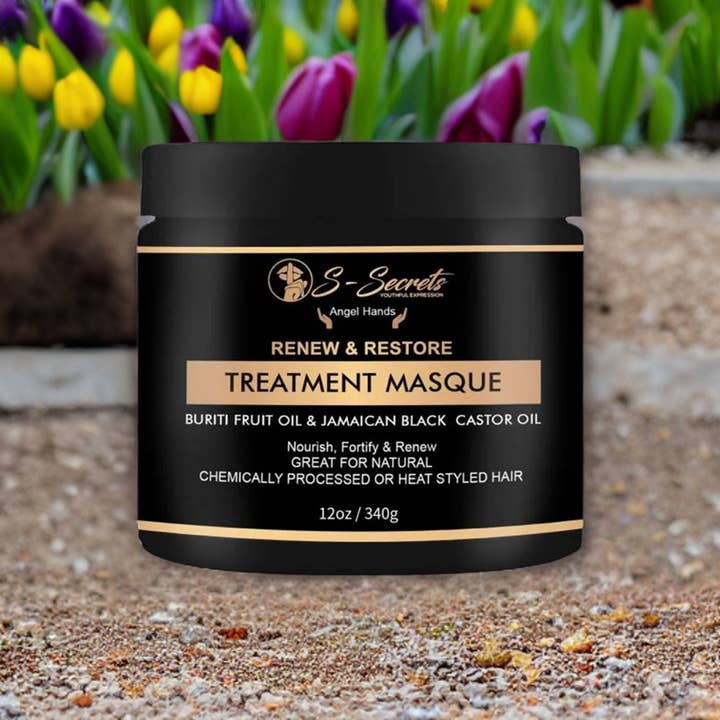 S-Secrets – wholesale Hårmask – Buriti Fruktolja och Jamaicansk Svart Ricinolja Hårmask, Eteriska oljor & Aloe Vera Juice Djupbehandling, Mirakelreparation för Torrt, Skadat, Frissigt Hår, 12 oz