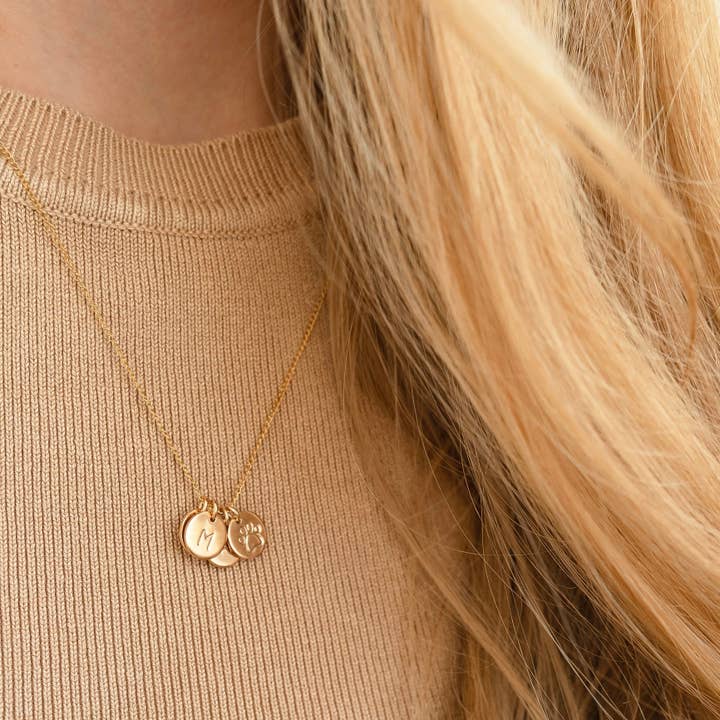 PETITE GOLD - Wholesale Pendant/Charm Necklace - Initial Coin Necklace