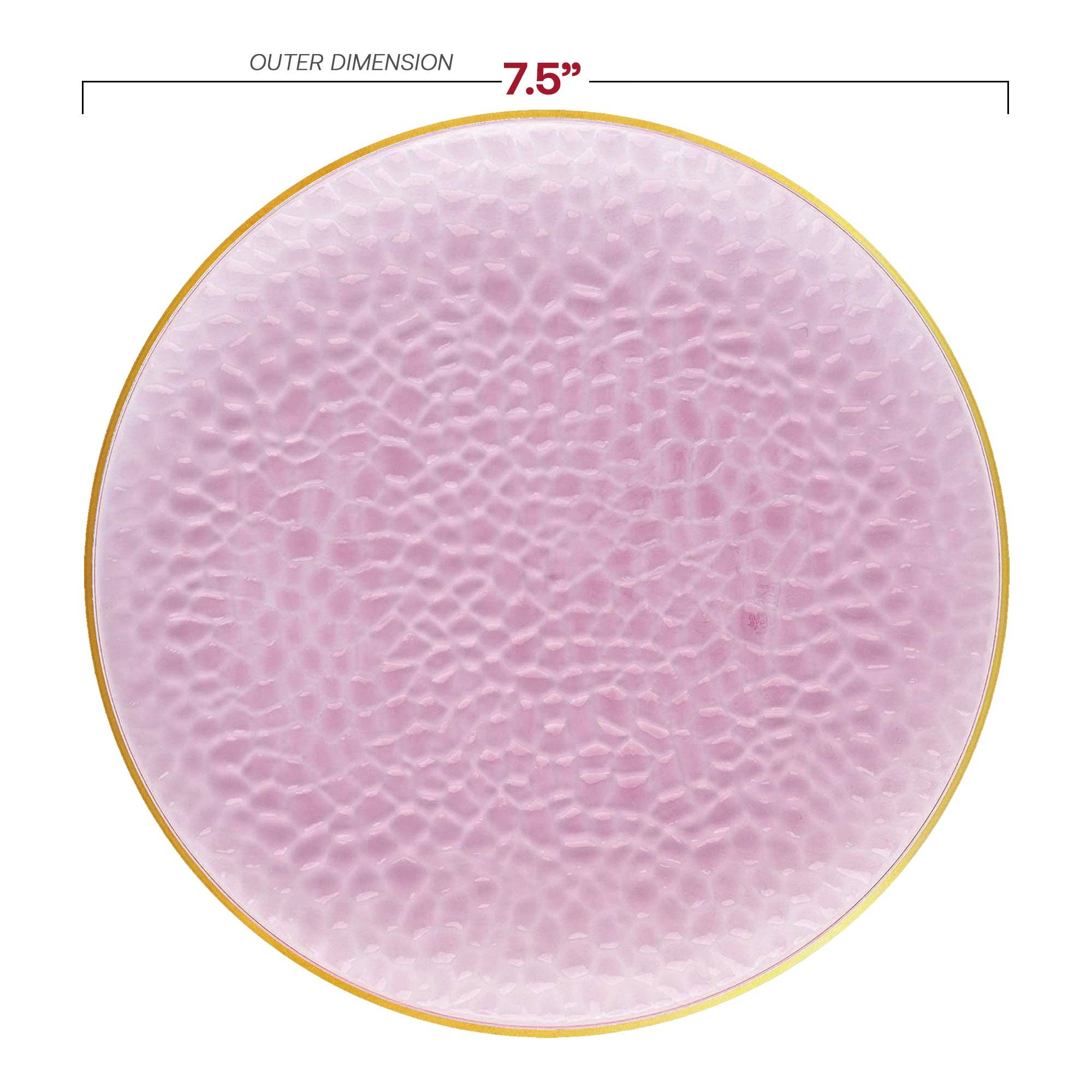 Smarty had a Party - Wholesale Salad Plate - 7.5" Clear Pink Gold Rim Glass Salad Plates - 120 pcs2