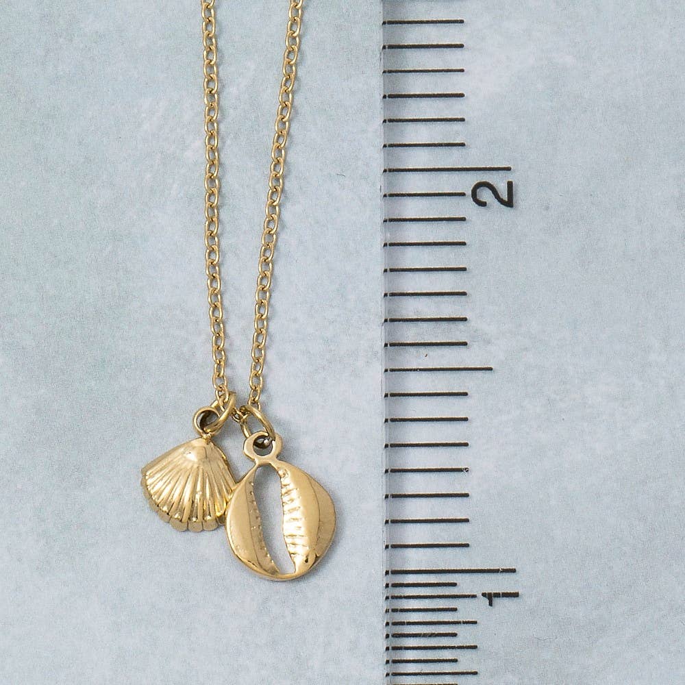 G Collana con pendente a doppia conchiglia in acciaio inossidabile in vendita all'ingrosso su Faire3