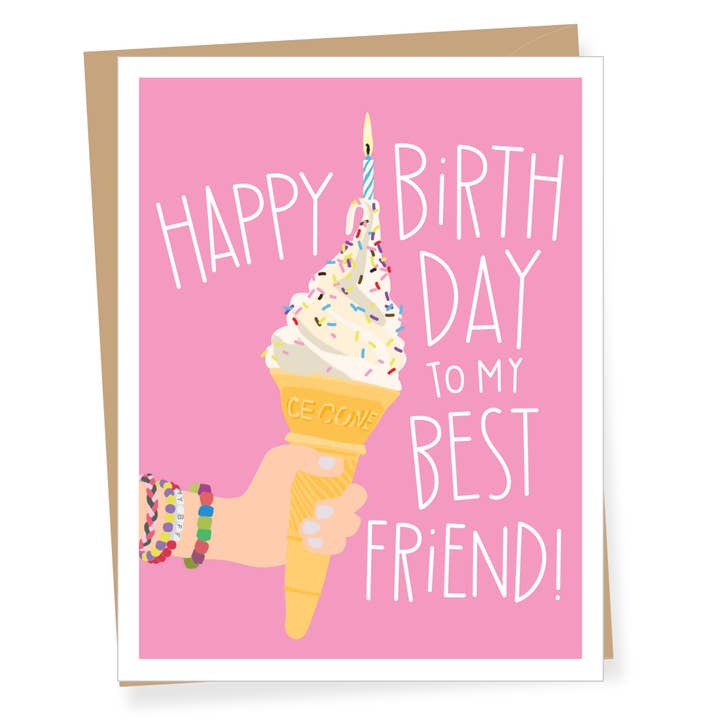 BFF Ice Cream, Best Friend Birthday Greeting Card for wholesale by Apartment 2 Cards