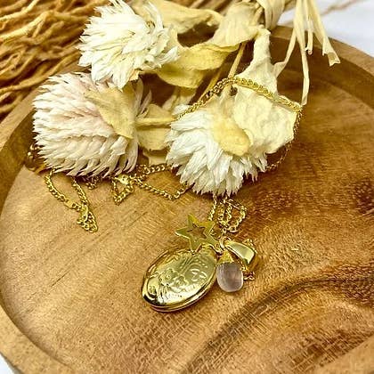 Pink Chalcedony Yogi Chakras Necklace for wholesale by Les Hippies