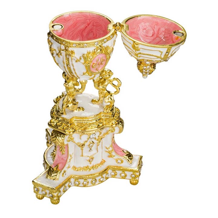 danila-souvenirs - Wholesale Jewelry Box/Organizer - Faberge Royal Danish Jubilee Egg Jewelry Box 5.2'' pink1