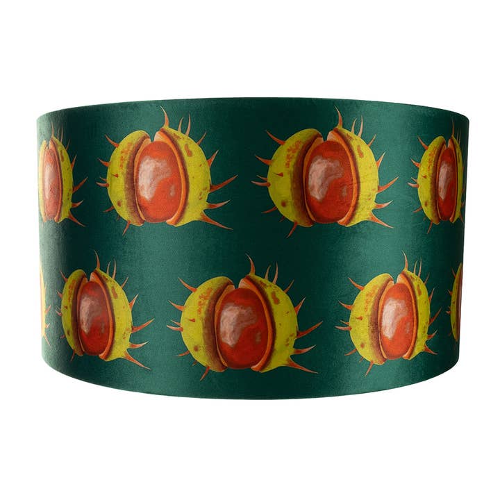25cm Green Conker Velvet Lampshade for wholesale by Emilia Hunt