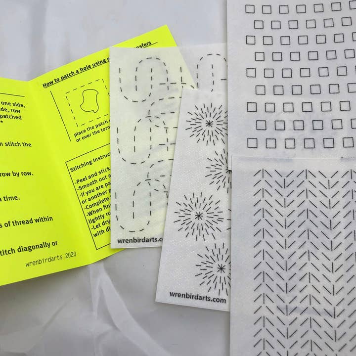 Wrenbirdarts - Wholesale Craft Sewing Kit - Washable Mending Transfers #3 Yellow Pattern