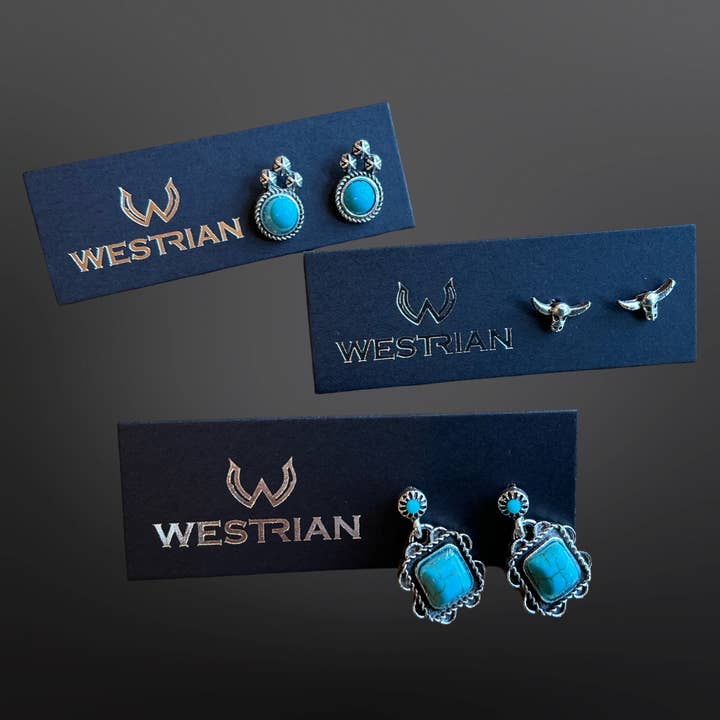 Westrian (Formerly Equipage) - Wholesale Jewelry Set - Western Faux Stud Earrings Assortment Of Over 20 Patterns