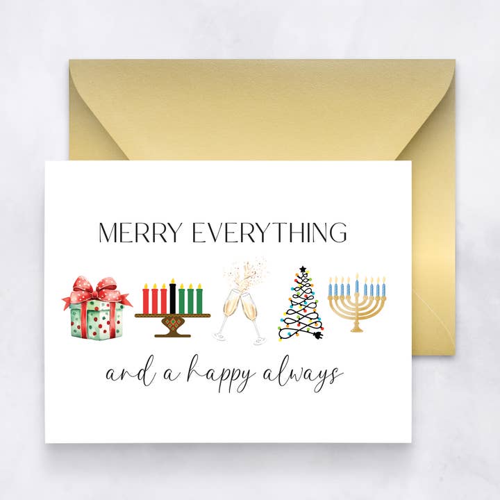 Carte de vœux Joyeuses Fêtes – Salutation saisonnière inclusive pour la vente par Felicia Nicole Design