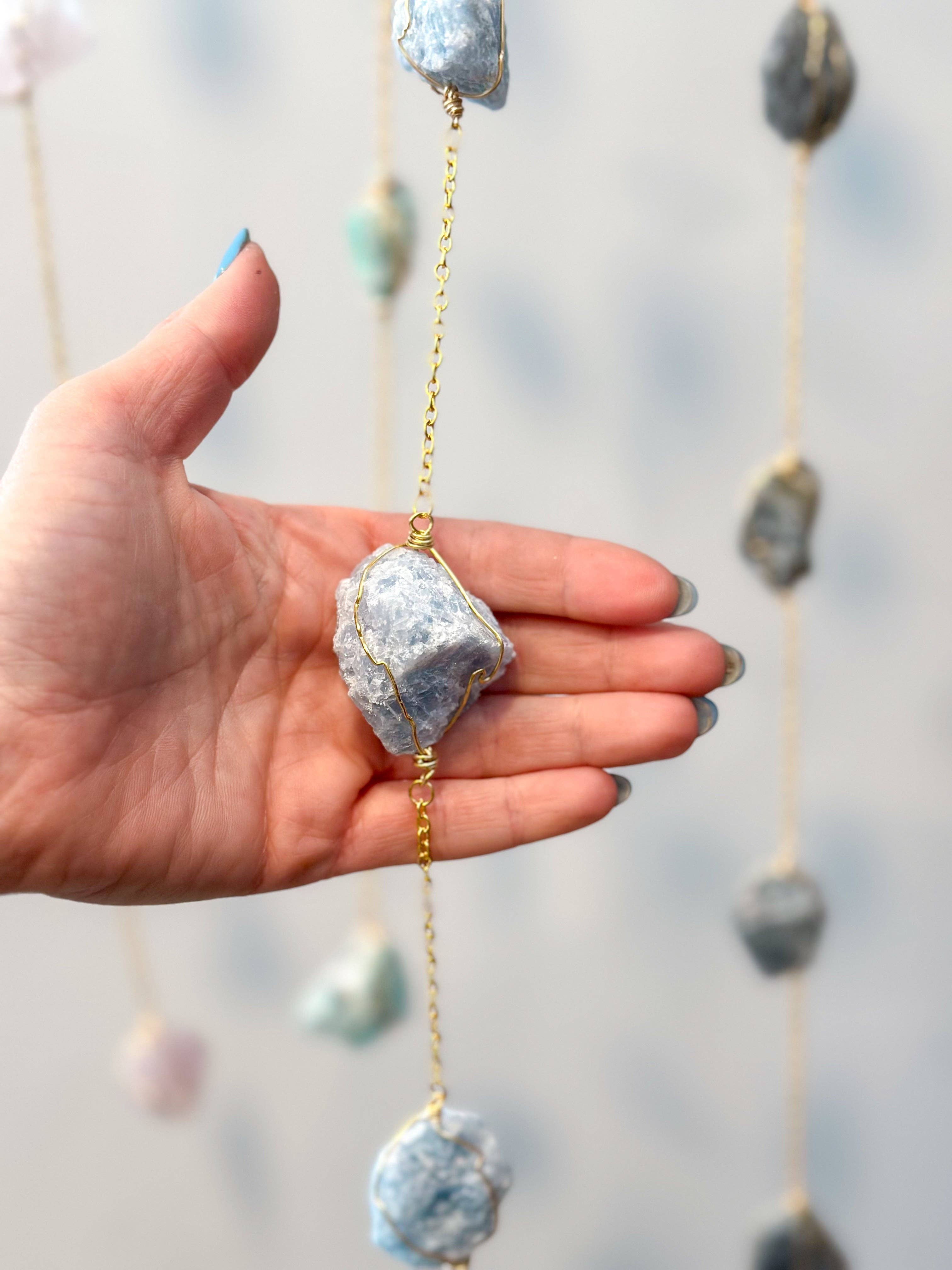 Elise Marie DeSigns - Wholesale Mobile - Celestite Crystal Garland | Calming Home Decor 1