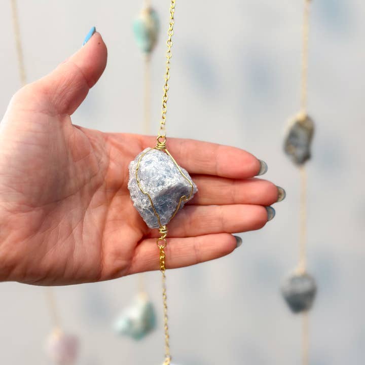Elise Marie DeSigns - Wholesale Mobile - Celestite Crystal Garland | Calming Home Decor 1