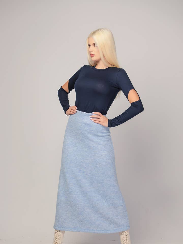 High waist skirt from cozy knitted fabric in minimalistic design: |MILANA| for wholesale by ADEPTT