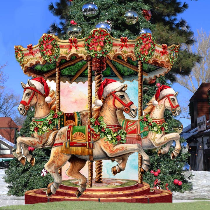 Designocracy – wholesale Outdoor ornament/decor – Christmas Carousel Outdoor Decor by G. Debrekht | Christmas2