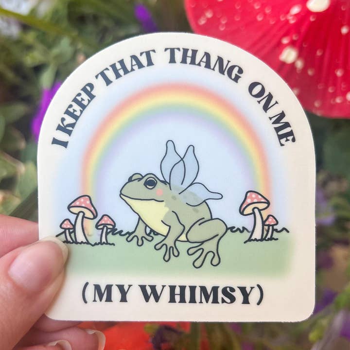 Whimsical Cottagecore Fairy Frog Sticker Decal for wholesale by Desert Light Co.