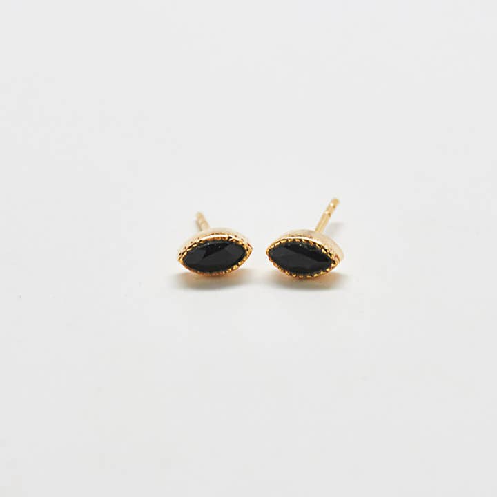 Onyx Natural Gemstone Teardrop Stud Earring - Jewelry for wholesale by Admiral Row Jewelry