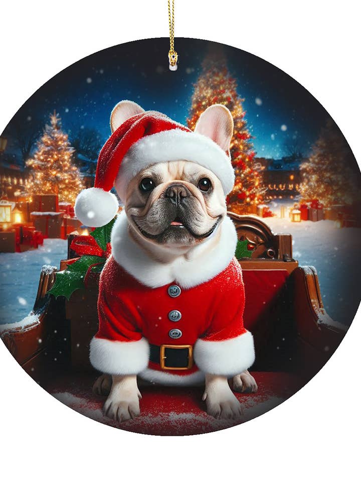 French Bulldog Cream -Christmas Porcelain Ornament for wholesale by Best of Breed Products