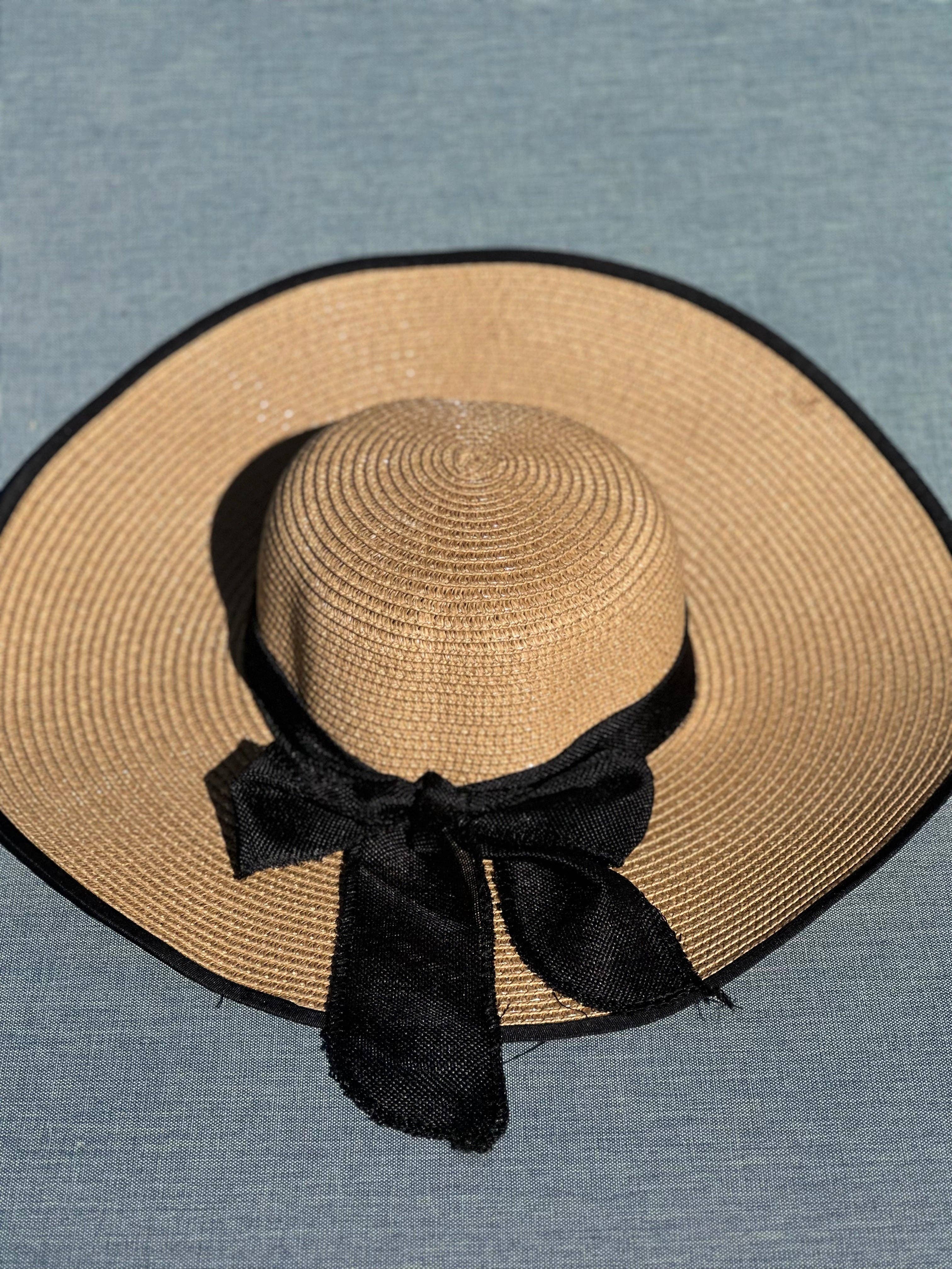Harris Girls & Co. – Engroshandel Stråhat – til kvinder – Farrah floppy hat « Black Beige »1