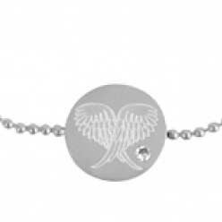 Bracelet with disc - angel wings on ball chain stainless steel for wholesale by Style Republic - Carsten Maletz