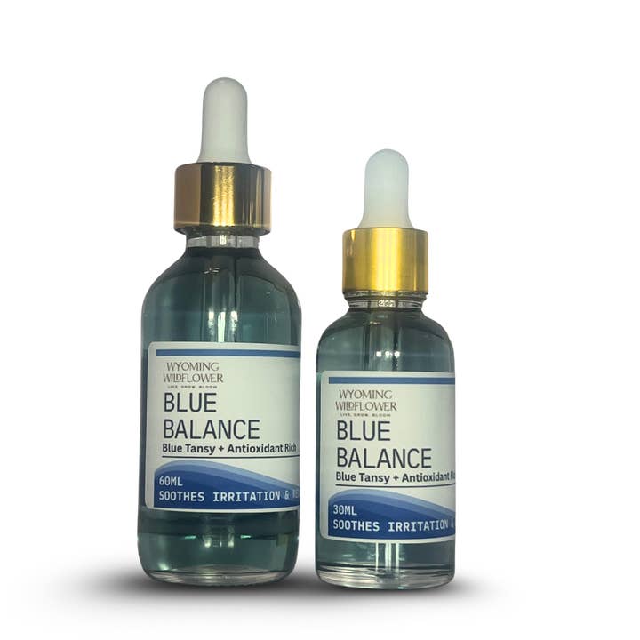 Blue Balance Calming Facial Oil- Redness & Irritation Support for wholesale by Wyoming Wildflower