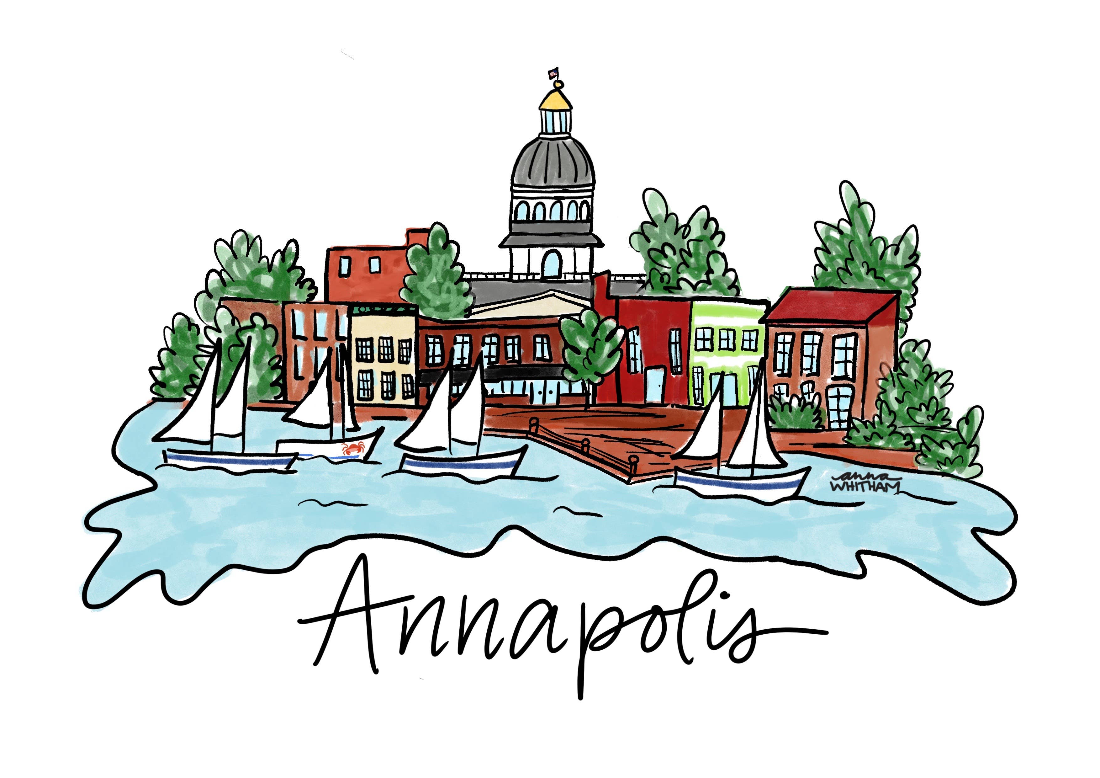 Anna Whitham Co. - Wholesale Tea Towel - Annapolis Tea Towel0