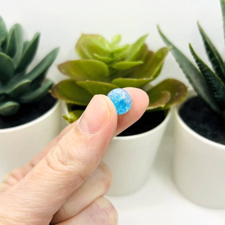 Guerrilla Charm - Wholesale Beads - 10mm Blue and Clear Crackle Glass Beads2