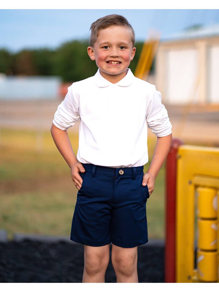 The Yellow Lamb - Vente Short – enfant - Short TYL Scholar à devant plat en bleu marine performance1