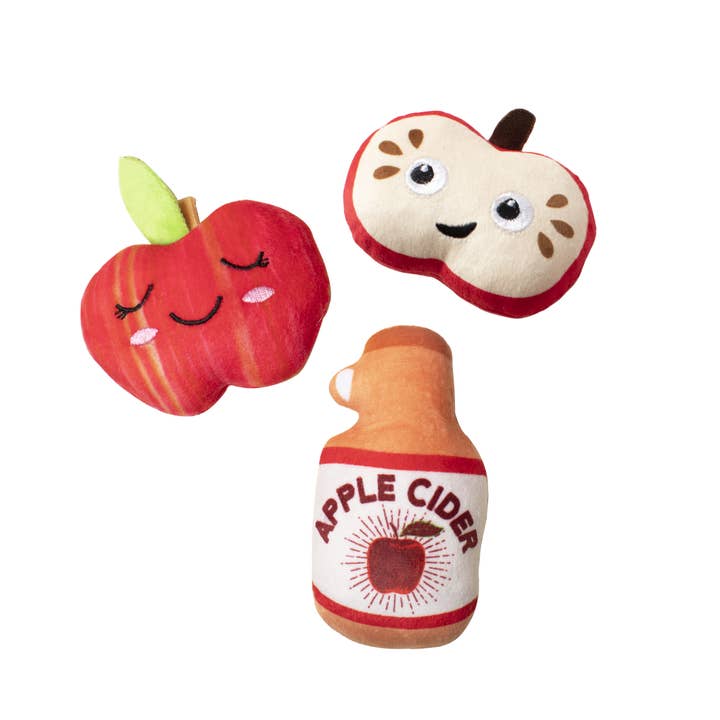 APPLES OF MY EYE 3 PIECE SMALL DOG TOY SET for wholesale by Petshop by Fringe Studio