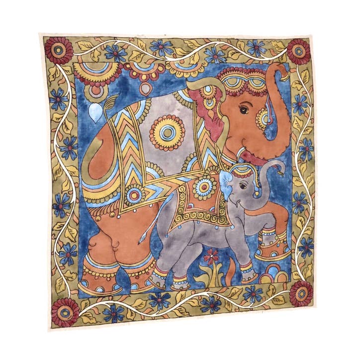 White Lotus Fashions - Wholesale Bandana - Women's - Elephant Grace - Limited Hand Painted Cotton Bandana0