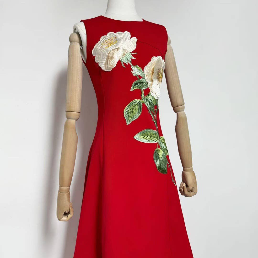 Productseeker - Wholesale Dress - Women's - DR750Y Sleeveless 3D Floral Embroidered Elegant Long Dress11