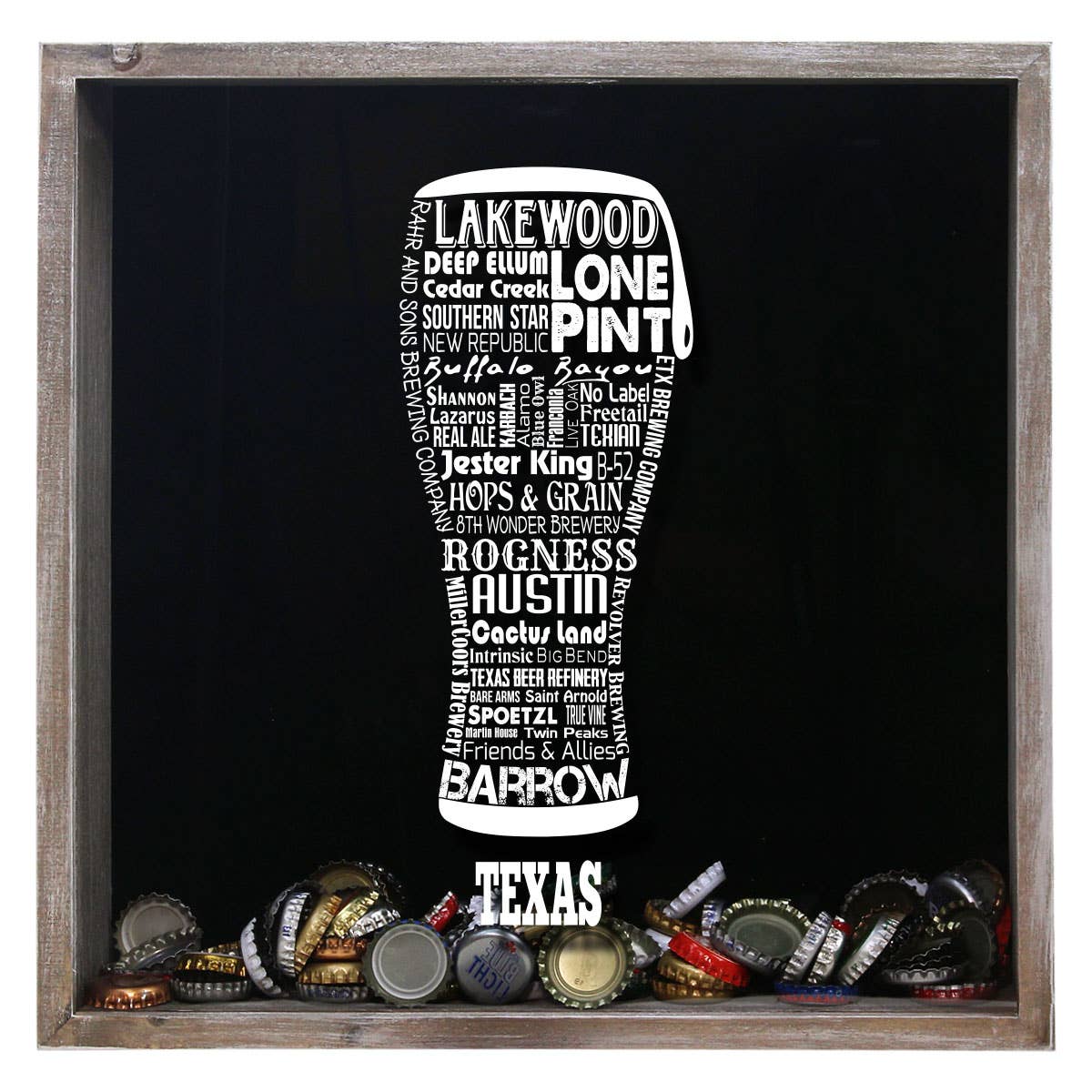 Torched Products – Großhandel 3D-Wandkunst – Cap Collector-Beer Typografie Shadow Box — Farmhouse Antique37