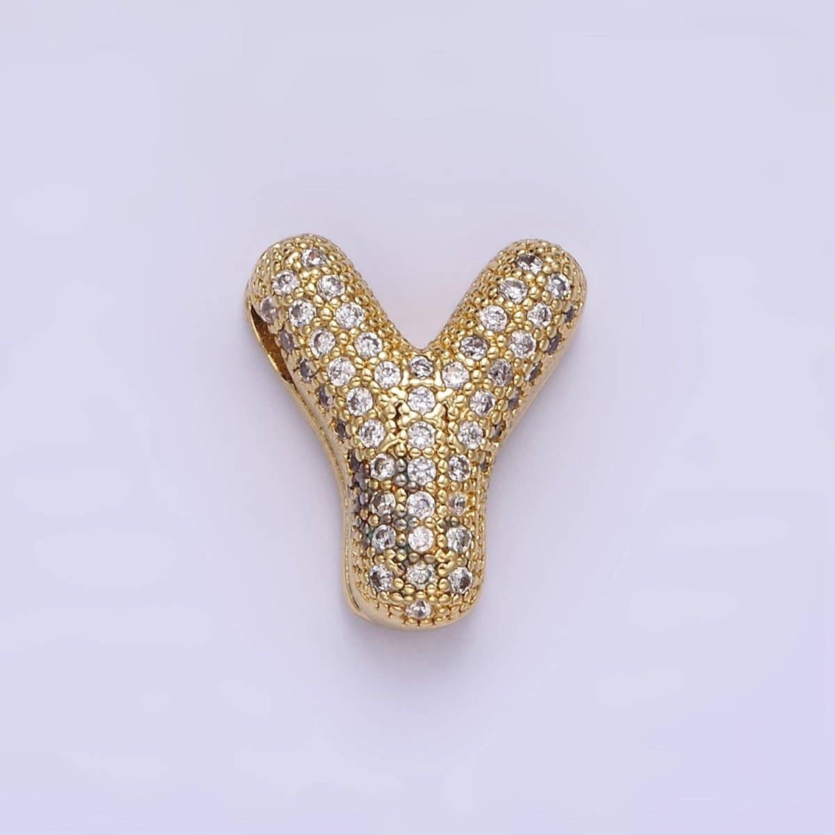 Aim Eternal – wholesale Individual charm/pendant – 14K Gold Filled 15mm Micro Paved Balloon Bubble Initial Letter Pendant | A1171-A118323