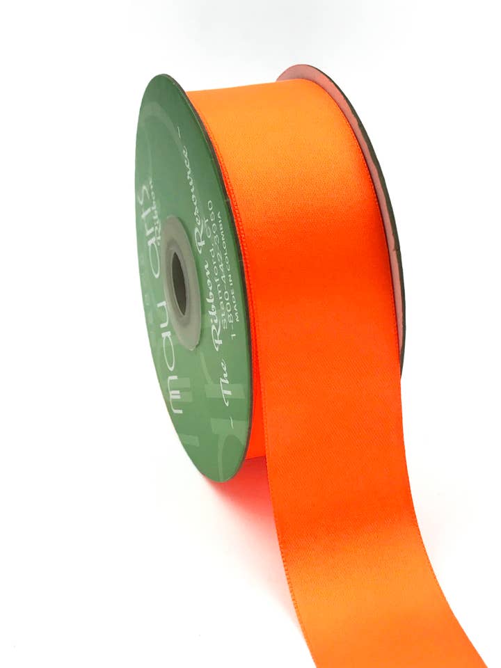 ~1.5" (38MM) Double Face Satin Ribbon, Neon Orange for wholesale by May Arts Ribbon