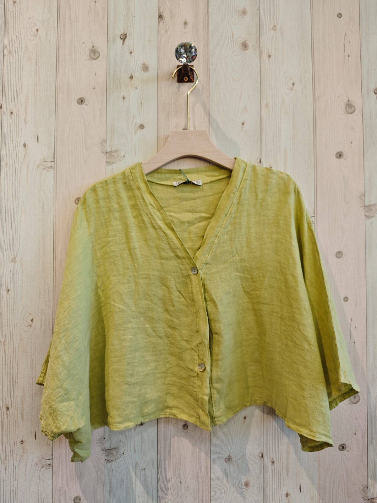 Linen & More - Wholesale Blouse - Dames - Kortelastische blouse met korte mouwen van 100% linnen2