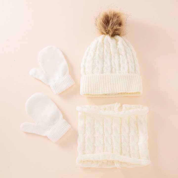 PatPat - Wholesale Clothing Set - Baby - 3-pack Baby Toddler Knit Beanie Mittens Set