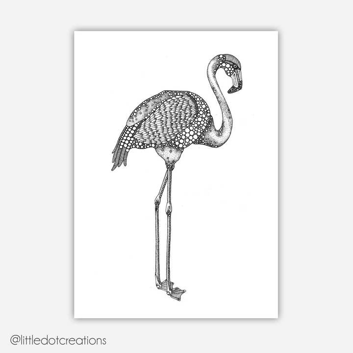 A6 Print - Flamingo voor wholesale door Little Dot Creations