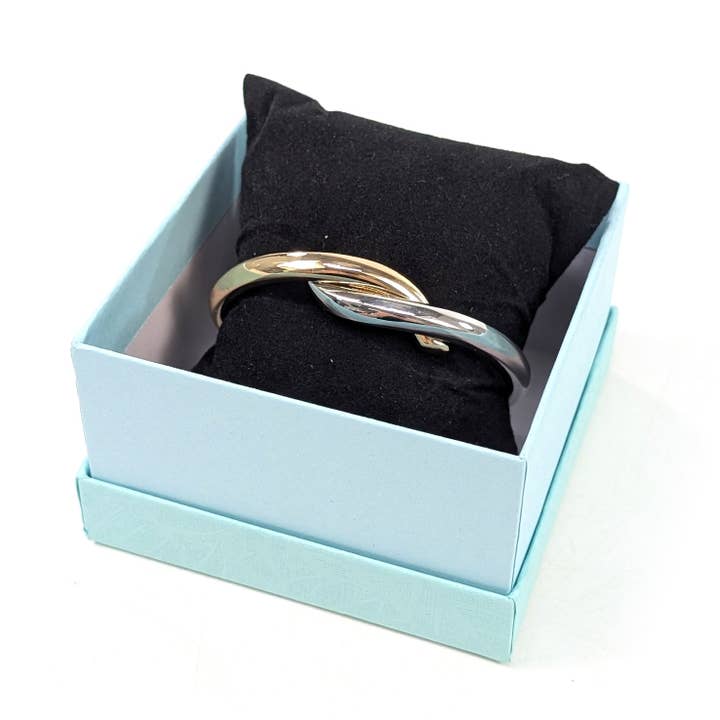 Crossover Bangle (in Gift Box) - Gold/Silver for wholesale by Black Ginger