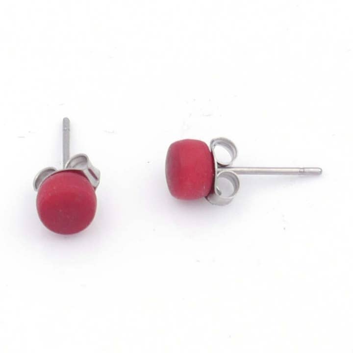 Tagua Earringe Topi, Rot for wholesale by mekhada