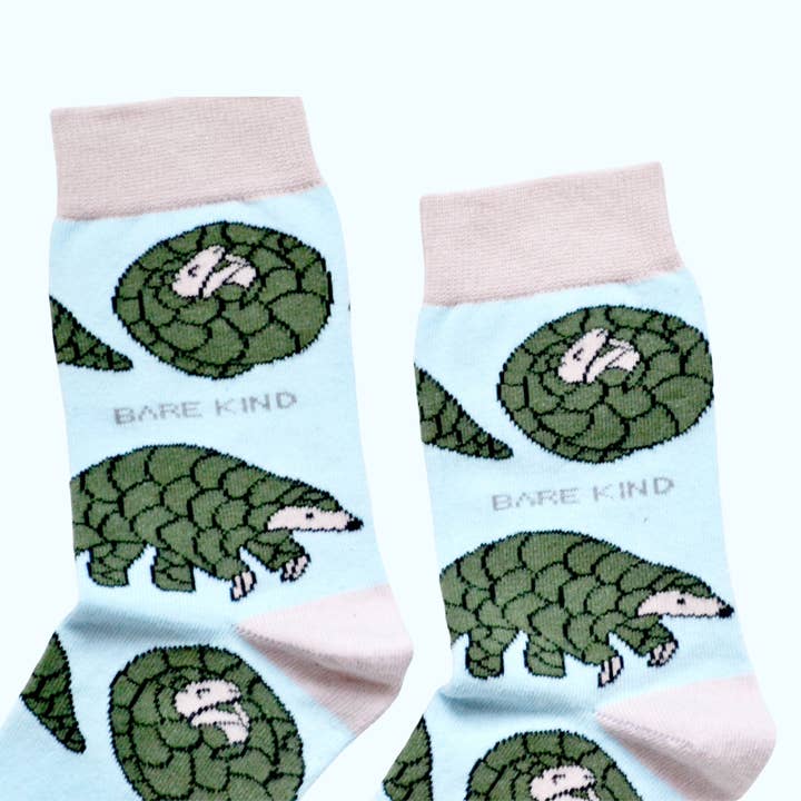 Bare Kind Socks - Wholesale Socks - Unisex - Pangolin Socks | Bamboo Socks | Pastel Blue Socks