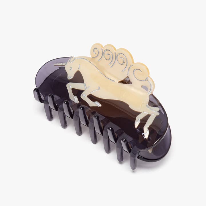 WINONA IRENE - Wholesale Hair Clip - Women's - Unicorn Horse Women's Hair Claw Clip Cream and Navy Acetate