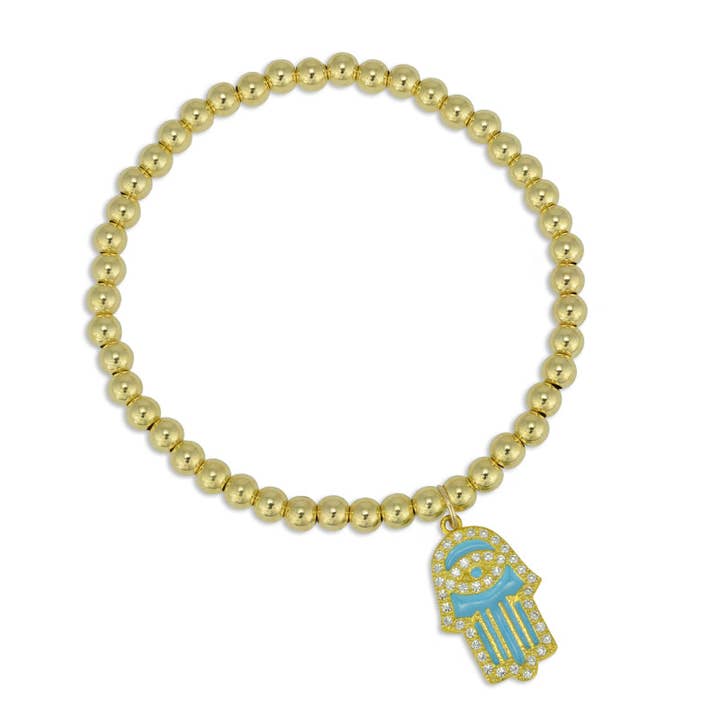 Blå Hamsa med Evil Eye Armbånd for engroshandel hos Bozkurt Jewelry